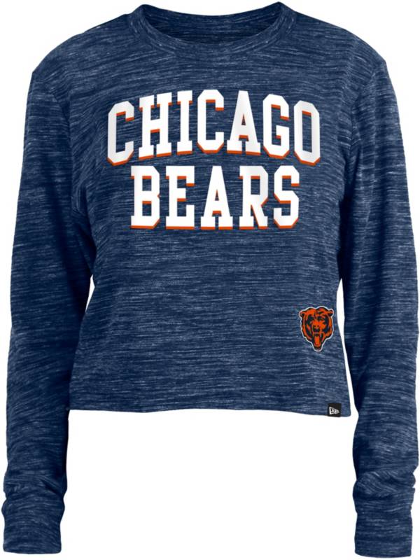 New Era Women's Chicago Bears Space Dye Navy Long Sleeve Crop Top T-Shirt