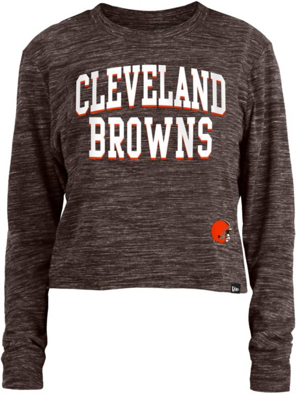 New Era Women's Cleveland Browns Space Dye Brown Long Sleeve Crop Top T-Shirt