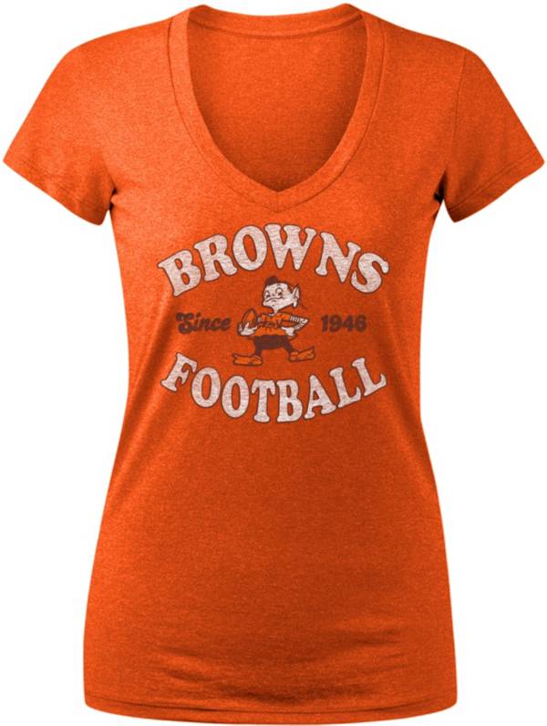 New Era Women's Cleveland Browns Throwback Football Orange T-Shirt