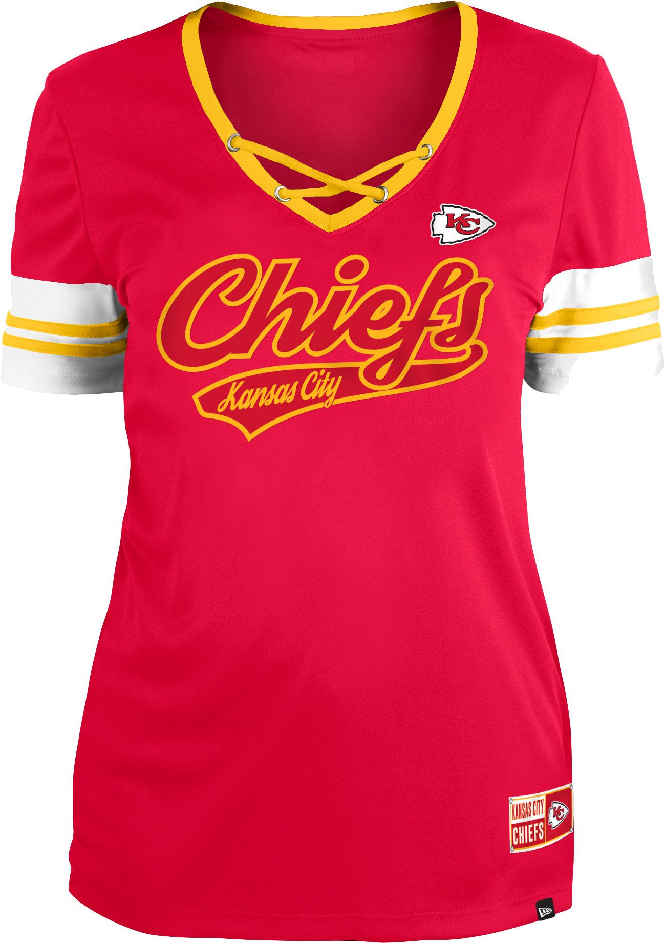 20120 Womens Ladies KANSAS CITY CHIEFS V-Neck Football Jersey Ringer  Shirt NEW | SidelineSwap