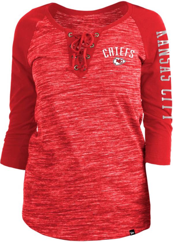 New Era Women's Kansas City Chiefs Space Dye Lace Red Raglan Shirt