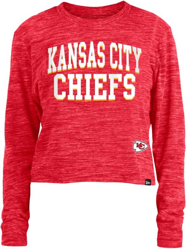 New Era Women's Kansas City Chiefs Space Dye Red Long Sleeve Crop Top T-Shirt