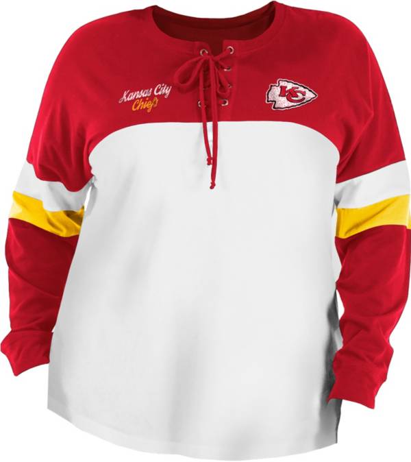 New Era Women's Kansas City Chiefs Lace White Plus Size Long Sleeve T-Shirt