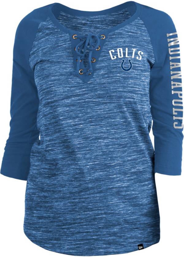 New Era Women's Indianapolis Colts Space Dye Lace Blue Raglan Shirt