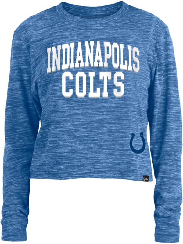 New Era Women's Indianapolis Colts Space Dye Blue Long Sleeve Crop Top T-Shirt