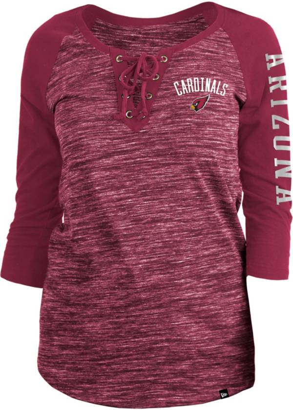 New Era Women's Arizona Cardinals Space Dye Lace Red Raglan Shirt