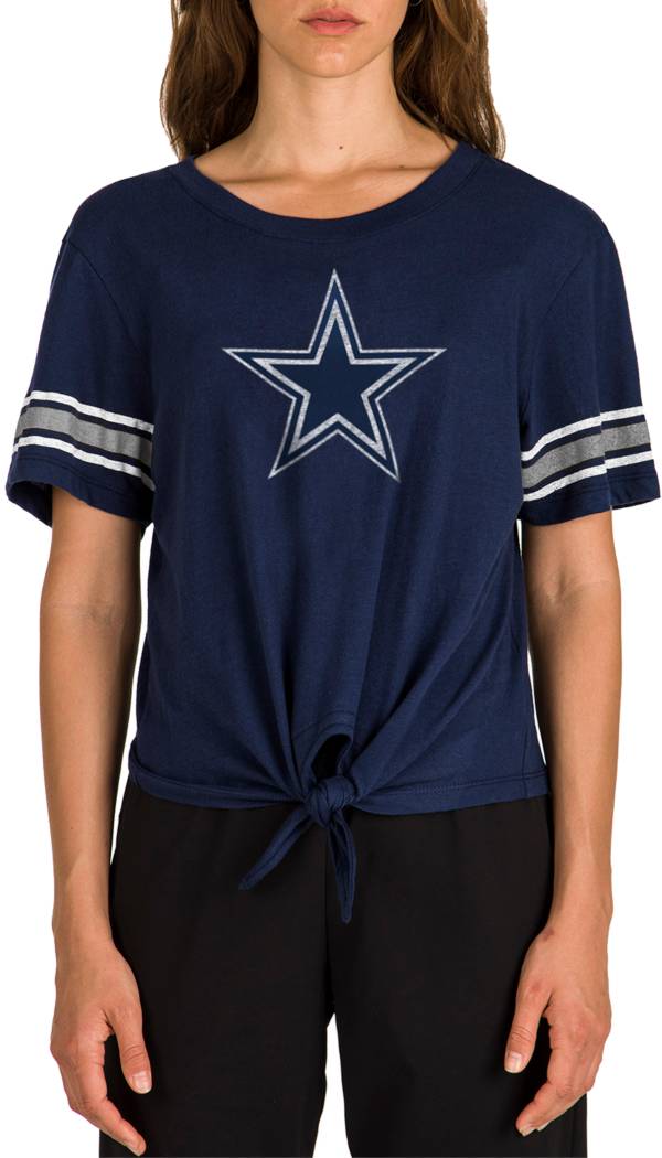 New Era Women's Dallas Cowboys Front Tie Navy T-Shirt