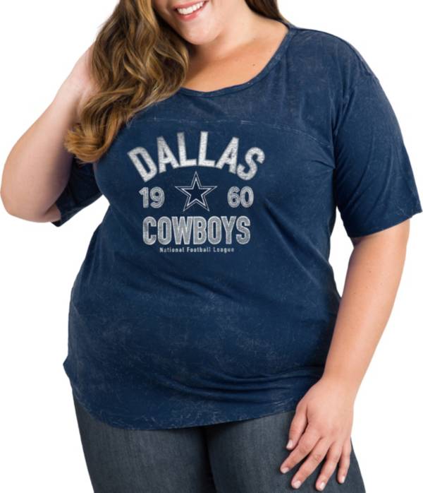 New Era Women's Dallas Cowboys Mineral Navy Plus Size T-Shirt