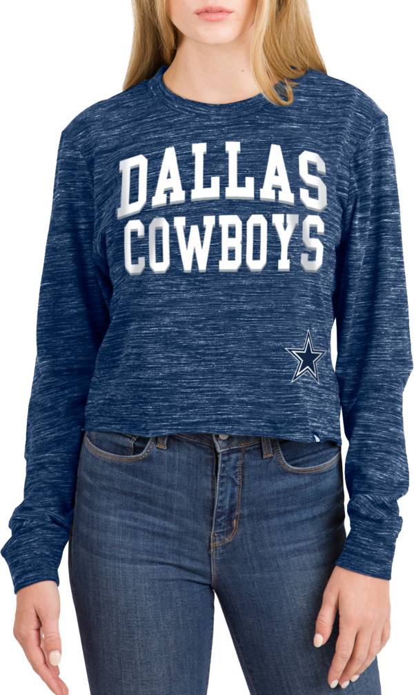 New Era Women's Dallas Cowboys Space Dye Crop Navy Long Sleeve Shirt