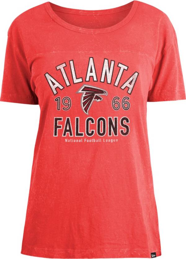 New Era Women's Atlanta Falcons Red Mineral Wash T-Shirt
