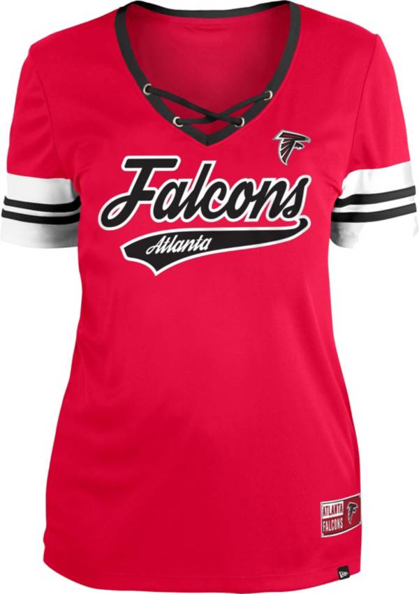 New Era Women's Atlanta Falcons Red Lace-Up V-Neck T-Shirt