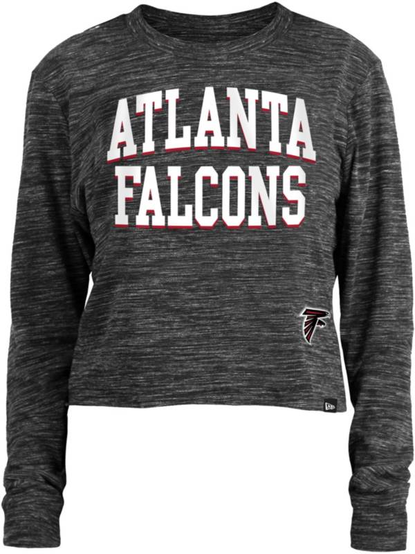 New Era Women's Atlanta Falcons Space Dye Black Long Sleeve Crop Top T-Shirt