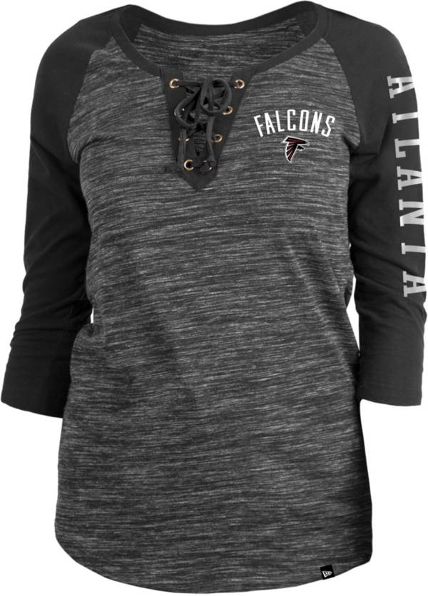 New Era Women's Atlanta Falcons Space Dye Lace Black Raglan Shirt