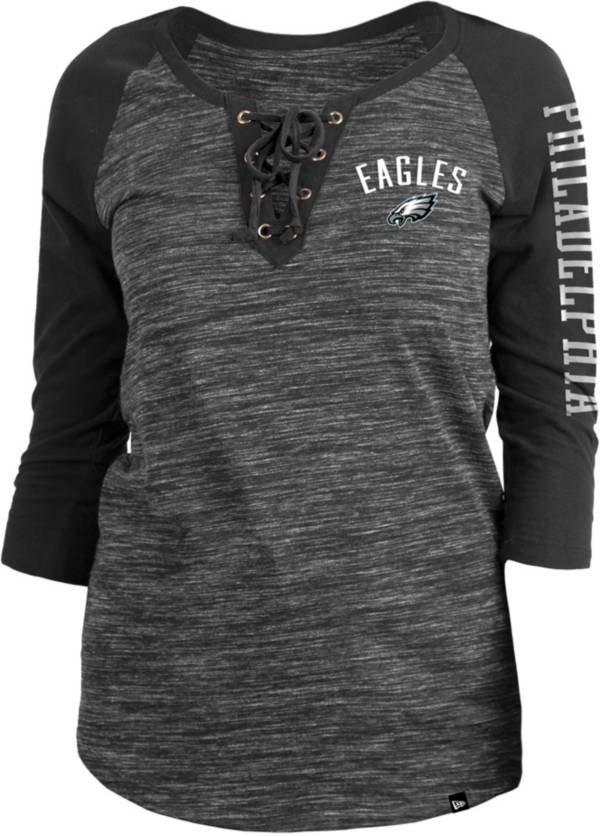 New Era Women's Philadelphia Eagles Space Dye Lace Green Plus Size Raglan T-Shirt