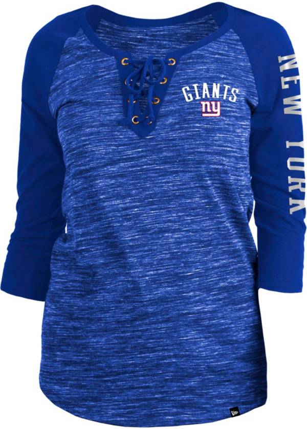 New Era Women's New York Giants Space Dye Lace Royal Raglan Shirt