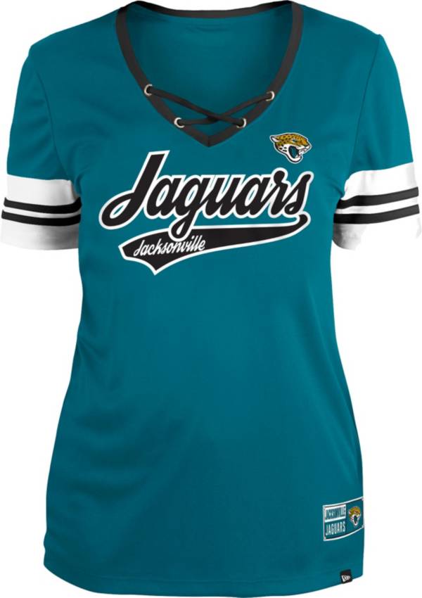 New Era Women's Jacksonville Jaguars Teal Lace-Up V-Neck T-Shirt