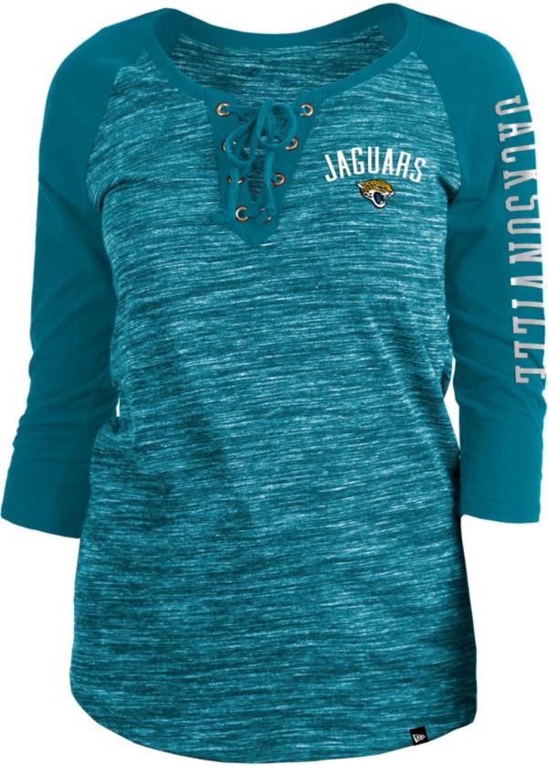 New Era Women's Jacksonville Jaguars Space Dye Lace Teal Raglan Shirt