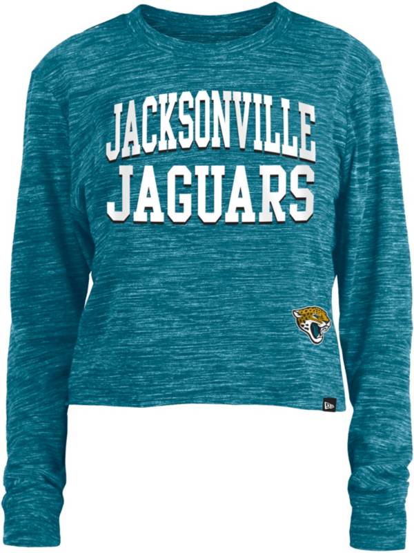 New Era Women's Jacksonville Jaguars Space Dye Teal Long Sleeve Crop Top T-Shirt