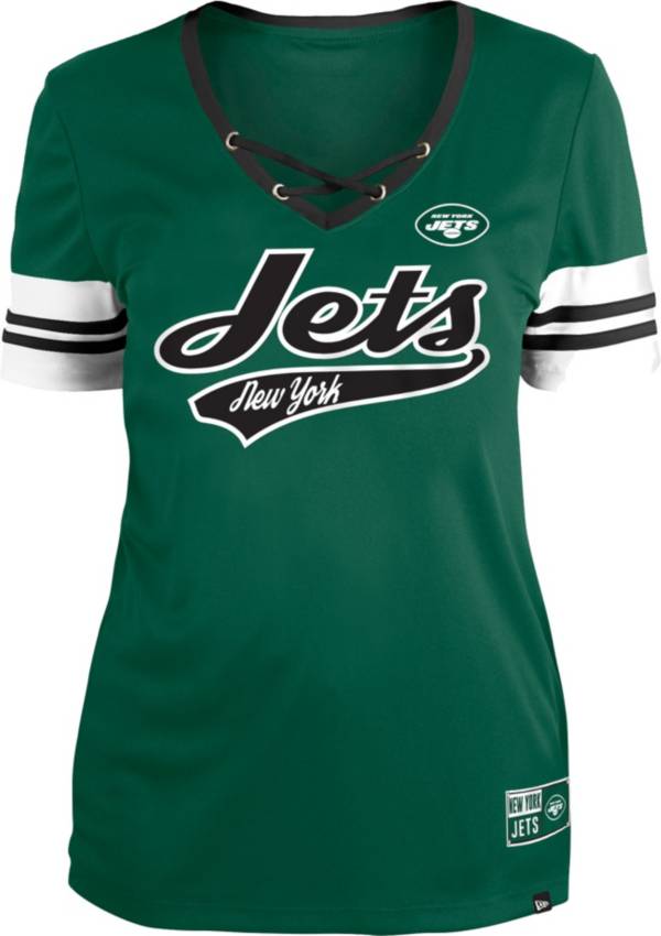 New Era Women's New York Jets Green Lace-Up V-Neck T-Shirt product image