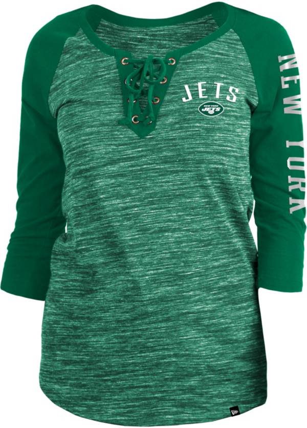 New Era Women's New York Jets Space Dye Lace Green Raglan Shirt