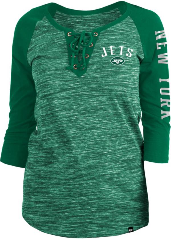 New Era Women's New York Jets Space Dye Lace Green Raglan Shirt product image