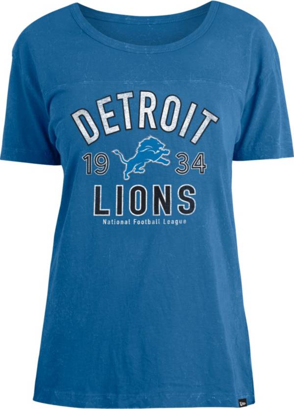 New Era Women's Detroit Lions Blue Mineral Wash T-Shirt