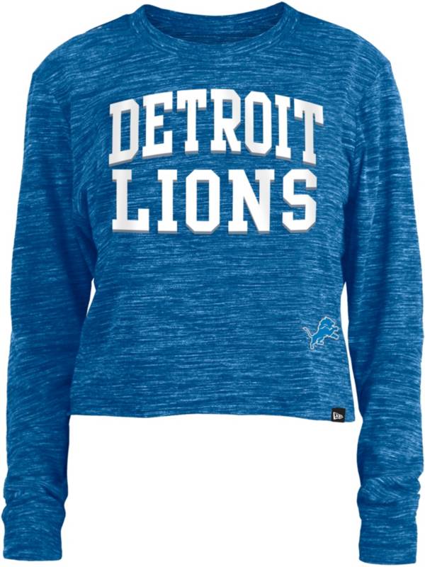 New Era Women's Detroit Lions Space Dye Blue Long Sleeve Crop Top T-Shirt