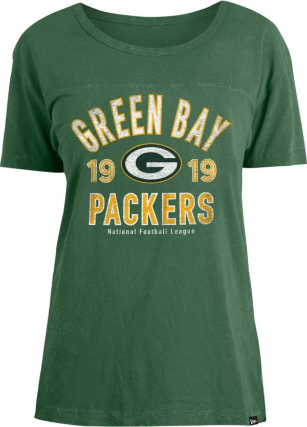 New Era Women's Green Bay Packers Green Mineral Wash T-Shirt