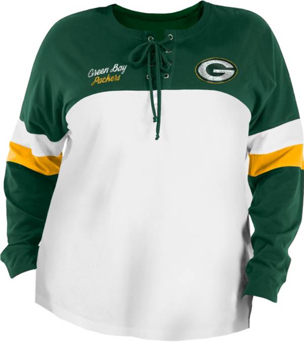 New Era Women's Green Bay Packers Lace White Plus Size Long Sleeve T-Shirt product image