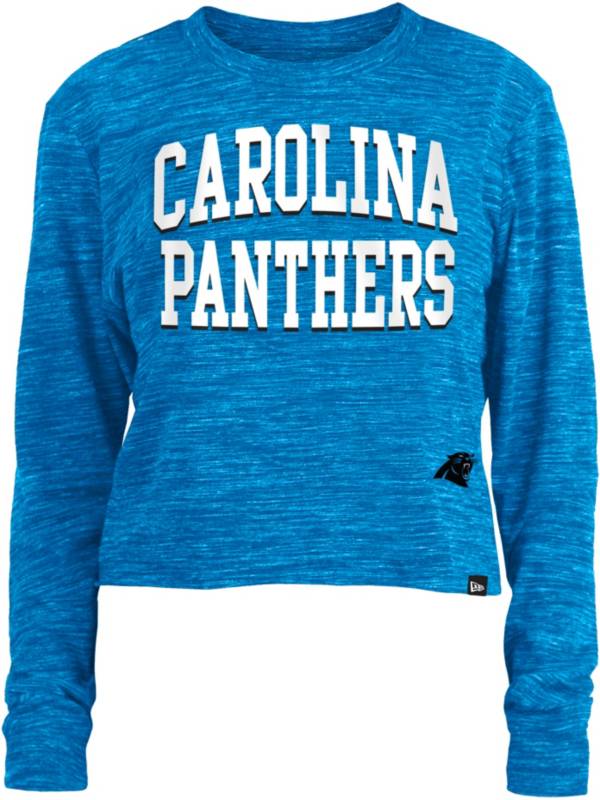 New Era Women's Carolina Panthers Space Dye Blue Long Sleeve Crop Top T-Shirt product image