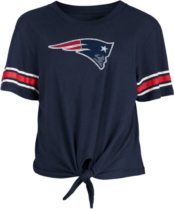 New Era Women's New England Patriots Front Tie Navy T-Shirt