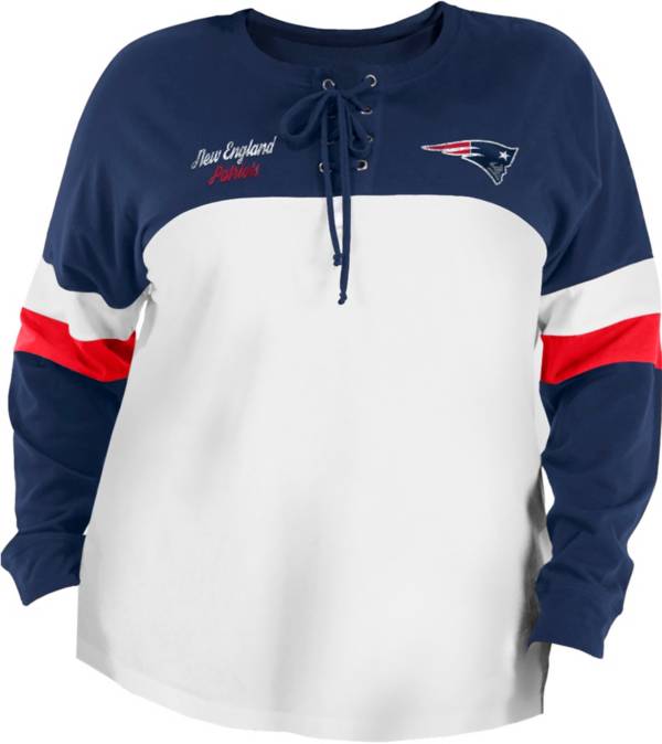 New Era Women's New England Patriots Lace White Plus Size Long Sleeve T-Shirt
