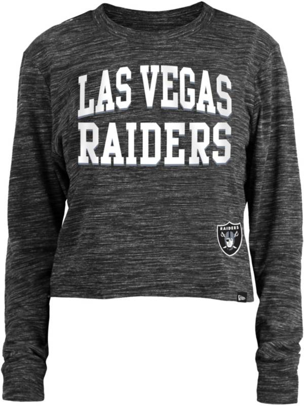 New Era Women's Las Vegas Raiders Space Dye Black Long Sleeve Crop Top T-Shirt