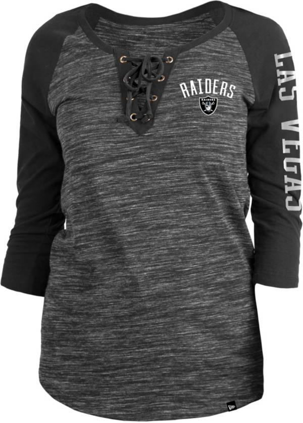 New Era Women's Las Vegas Raiders Space Dye Lace Black Raglan Shirt