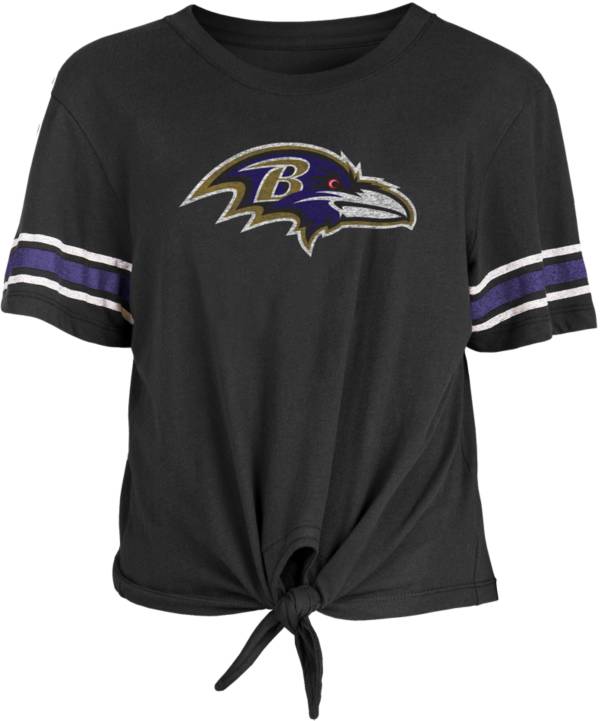 New Era Women's Baltimore Ravens Front Tie Black T-Shirt