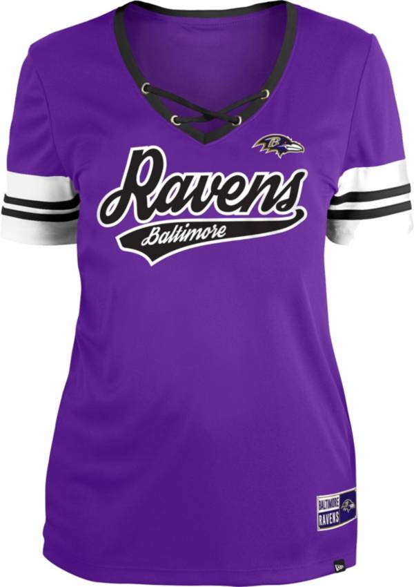 New Era Women's Baltimore Ravens Purple Lace-Up V-Neck T-Shirt