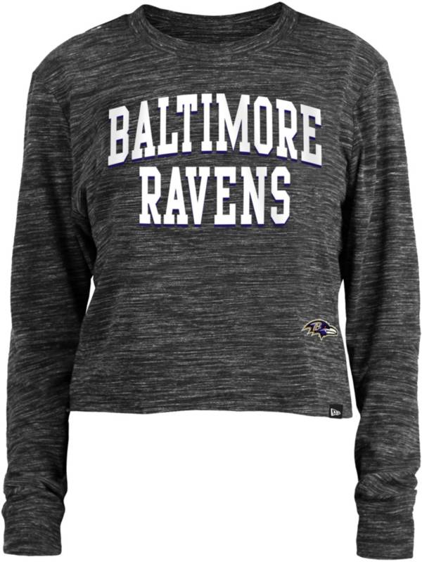 New Era Women's Baltimore Ravens Space Dye Black Long Sleeve Crop Top T-Shirt