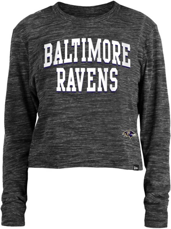 New Era Women's Baltimore Ravens Space Dye Black Long Sleeve Crop Top T-Shirt product image
