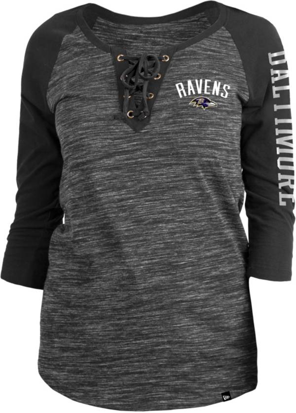 New Era Women's Baltimore Ravens Space Dye Lace Black Raglan Shirt
