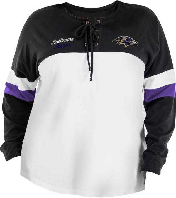 New Era Women's Baltimore Ravens Lace White Plus Size Long Sleeve T-Shirt