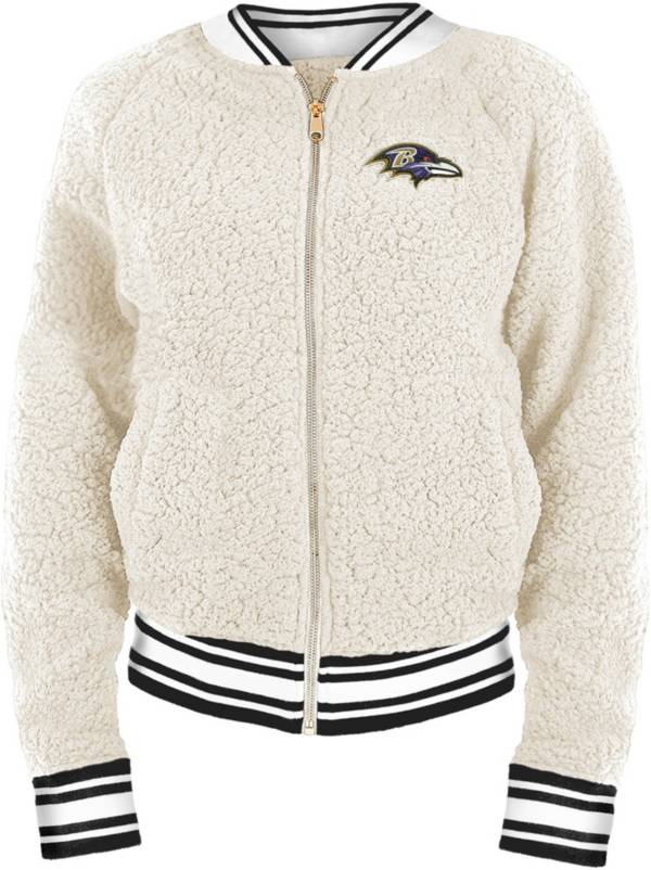 New Era Women's Baltimore Ravens Sherpa White Full-Zip Jacket