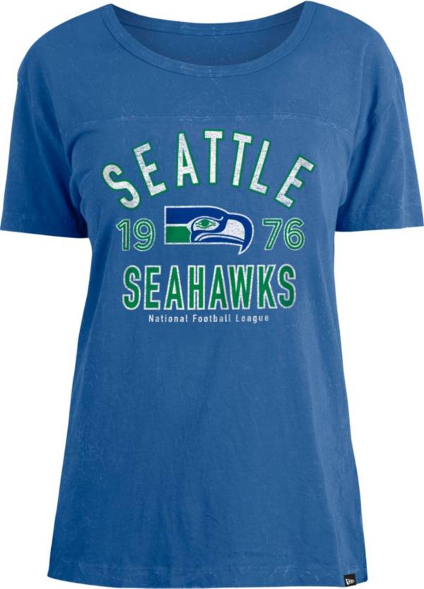 New Era Women's Seattle Seahawks Blue Mineral Wash T-Shirt