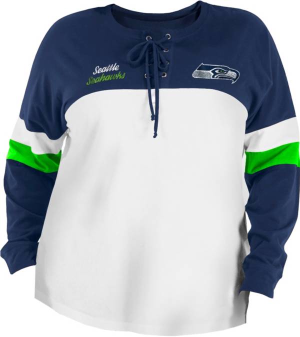 New Era Women's Seattle Seahawks Lace White Plus Size Long Sleeve T-Shirt