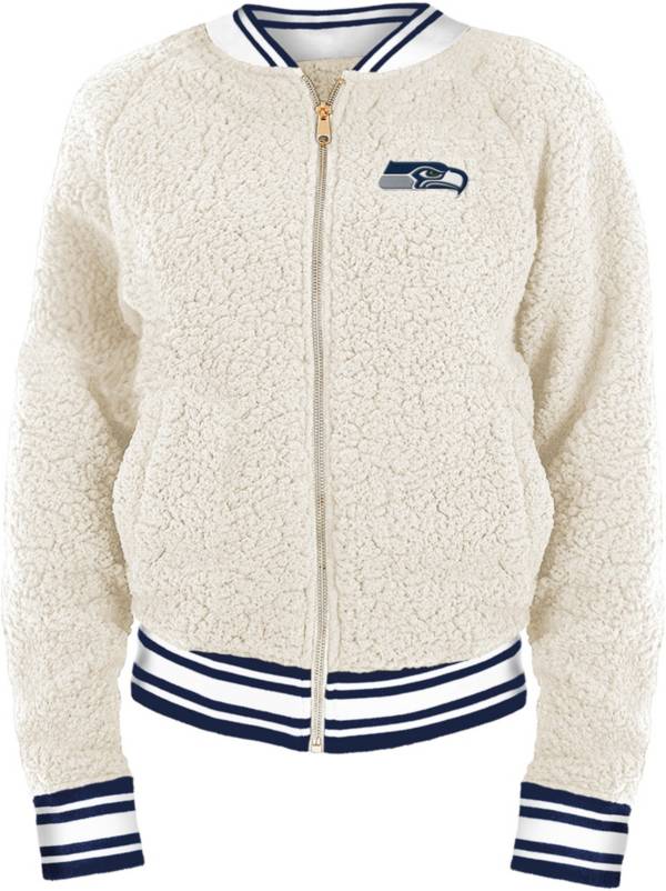 New Era Women's Seattle Seahawks Sherpa White Full-Zip Jacket