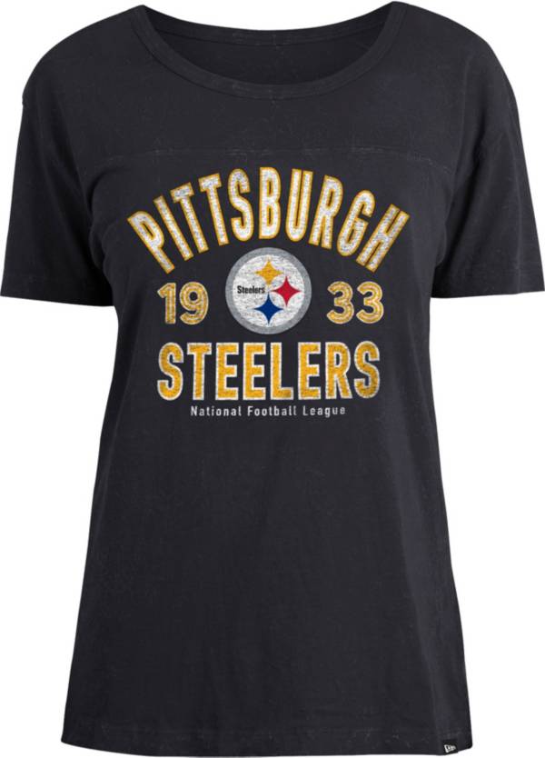 New Era Women's Pittsburgh Steelers Black Mineral Wash T-Shirt