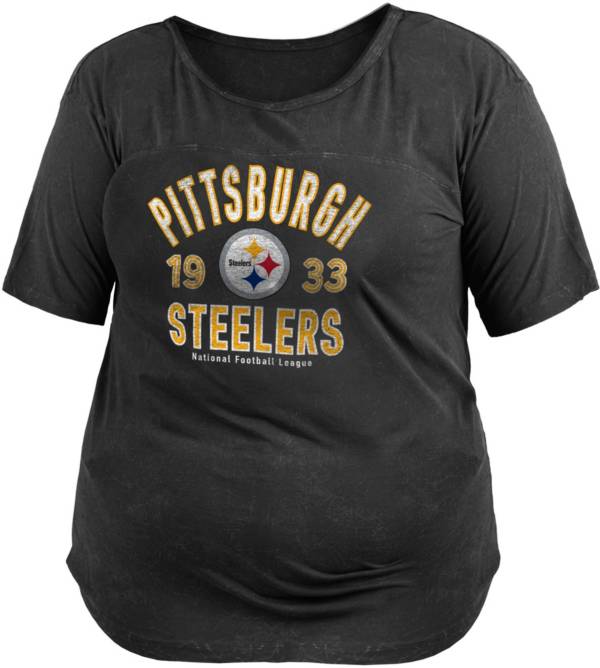 New Era Women's Pittsburgh Steelers Mineral Black Plus Size T-Shirt