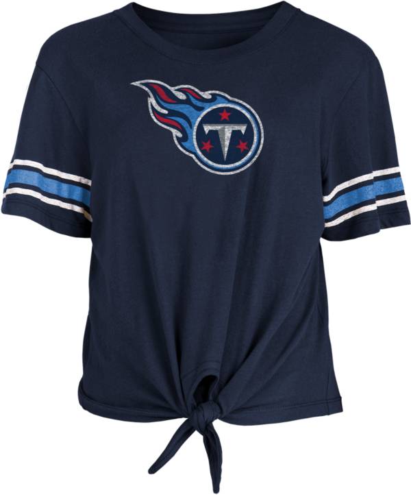 New Era Women's Tennessee Titans Front Tie Navy T-Shirt