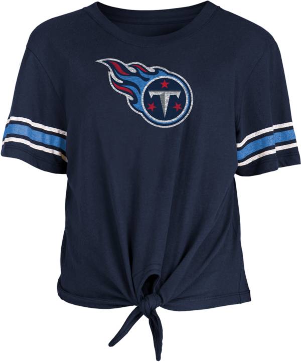 New Era Women's Tennessee Titans Front Tie Navy T-Shirt