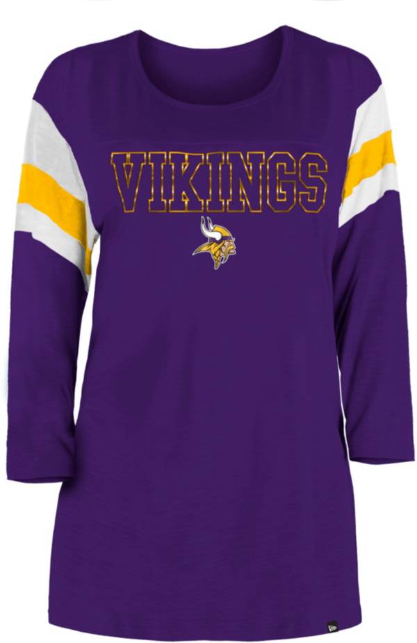New Era Women's Minnesota Vikings Foil Slub Purple Three-Quarter Sleeve T-Shirt product image