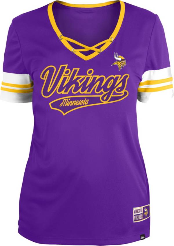 New Era Women's Minnesota Vikings Purple Lace-Up V-Neck T-Shirt